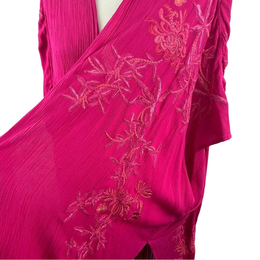 Chico's Fuchsia Floral Fringe Wrap - Picture 5 of 16